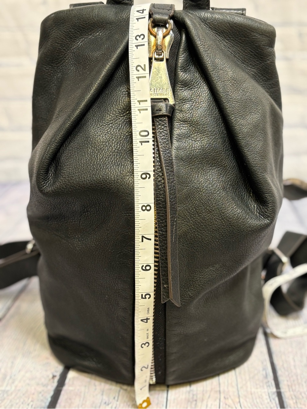 Aimee Kestenberg Tamitha Black Pebbled Leather Boho Classic Backpack Purse - Picture 14 of 15